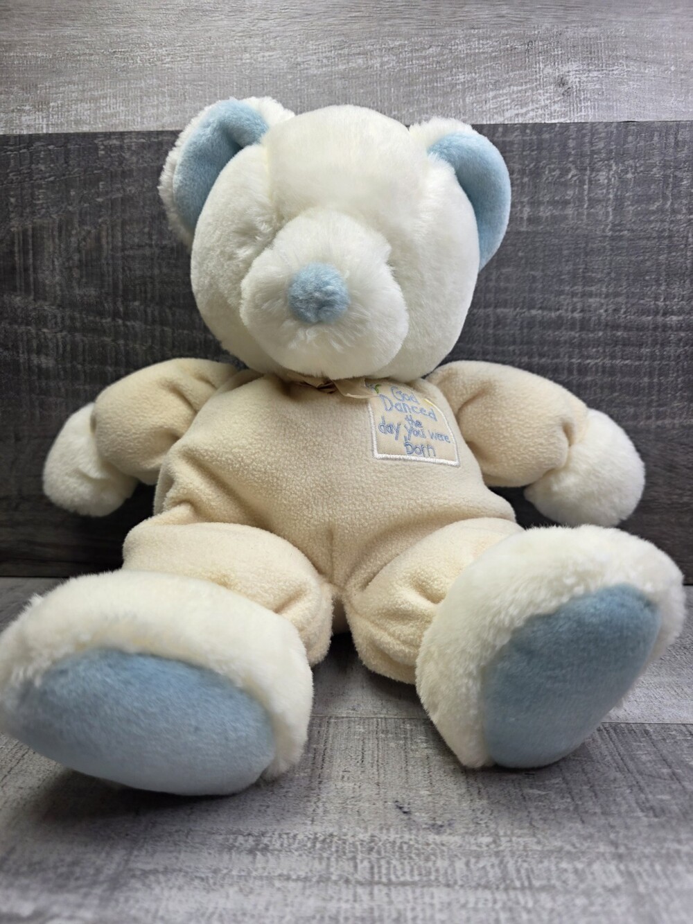 Russ Baby Rattle Bear God Danced the Day You Were Born Fleece Plush Soft b196